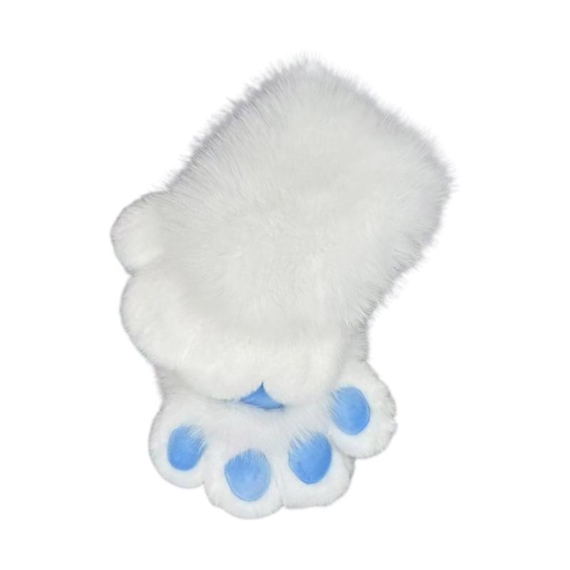 Faux Furs Animal Foxes Paws Mittens Halloween Cosplay Costume Accessories Cats Paws Gloves with Claws Fursuit Gift