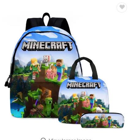 ROBLOX Backpack Elementary and Secondary School Bag Children's Backpack Anime Cartoon Backpack Lunch Bag Pencil Case