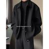 Men’s Gray Turn-Down Collar Wool Coat - Autumn Korean Style, Loose Fit