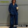 Women's Fashion Casual Autumn Winter Long Sleeve V Neck Pants Suits