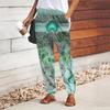Women Gorgeous Printing Pants Lace Up Elastic Waist Loose  Trousers Casual Long Pants Trousers with Pockets