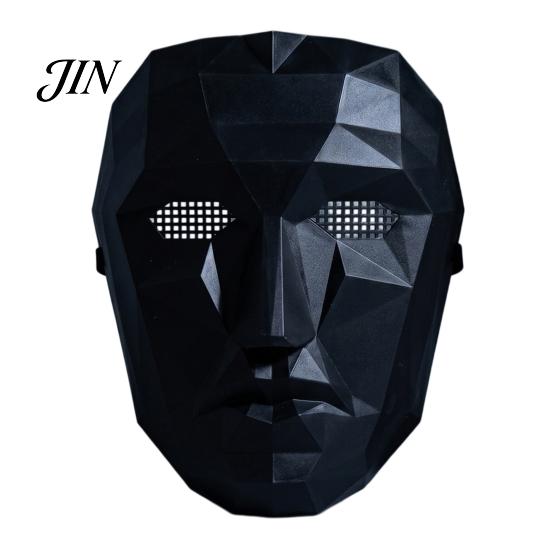 Unique Halloween Costume Mask Geometric Mask, Polygonal Cool Party with Mesh Eyes, Face Black White Cosplay for Masquerade, Accessory Stylish Angular