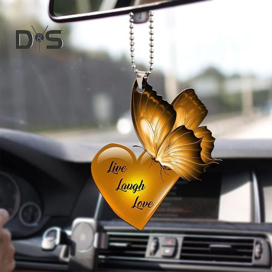 Golden Butterfly Acrylic Car Hanging Ornament Perfect for Parties Birthdays Christmas Home Car Decorations