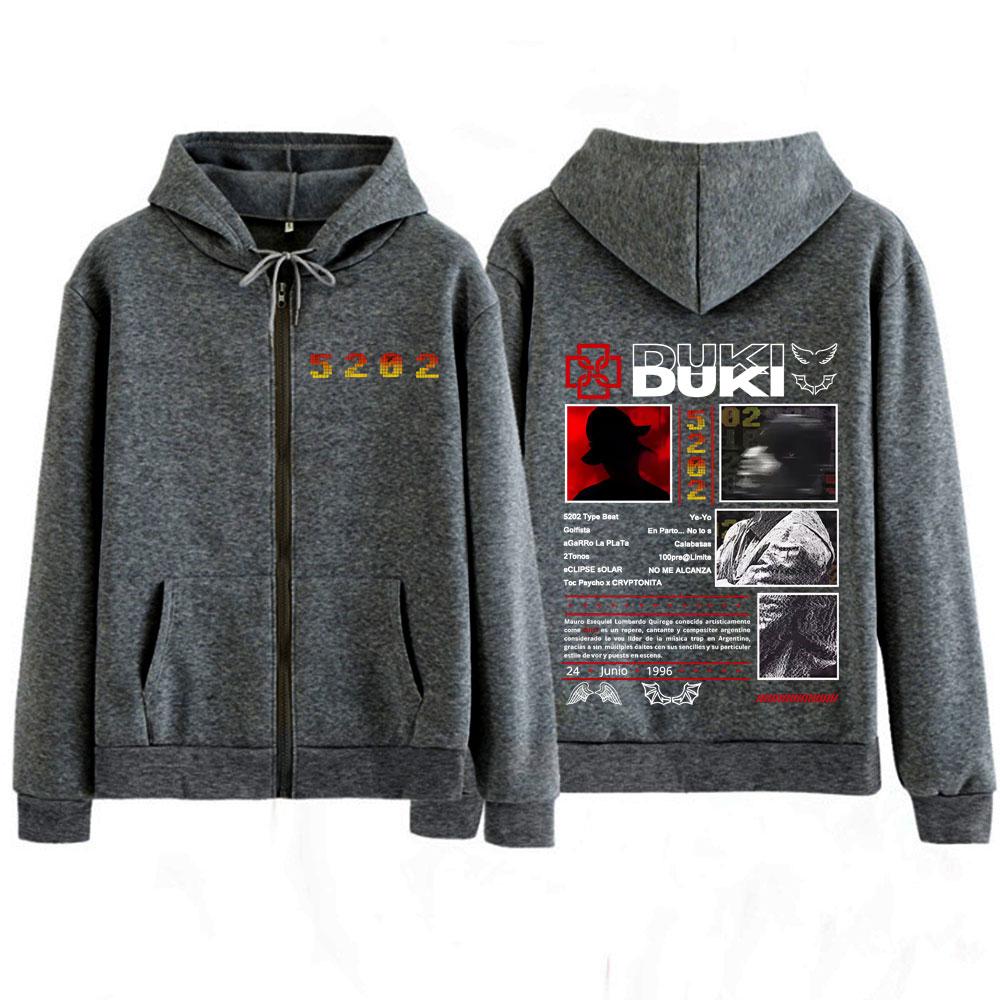 Rapper Duki 5202 MIXTAPE Album Zipper Hoodies Men's Women Y2k Clothing Loose Zip Up Sweatshirts Oversized Vintage Jackets Coats
