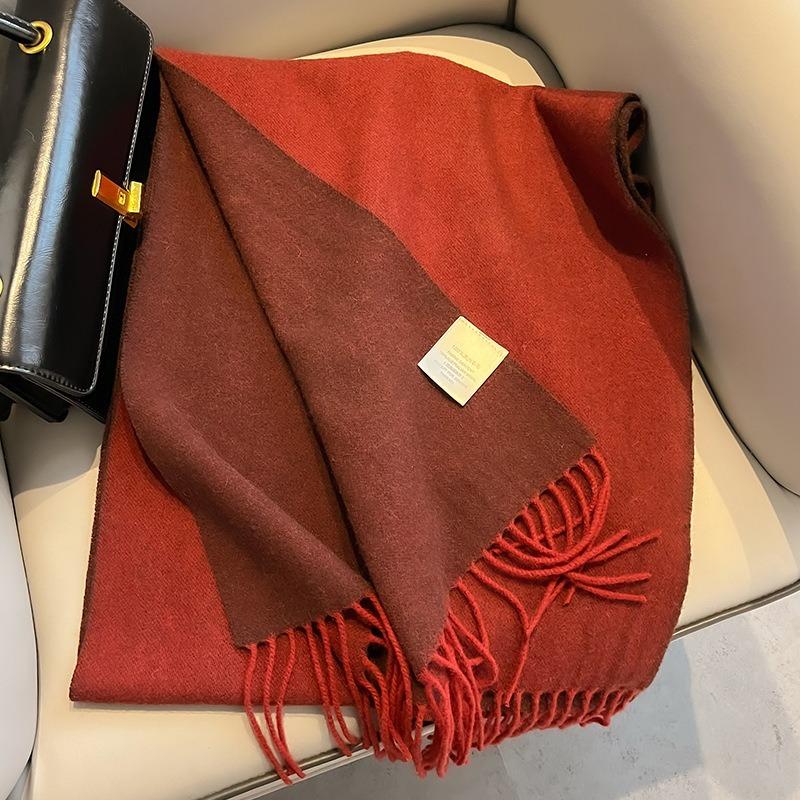 Thickened and widened 100 wool scarf women's winter Ankola red thickened warm knitted scarf new gift