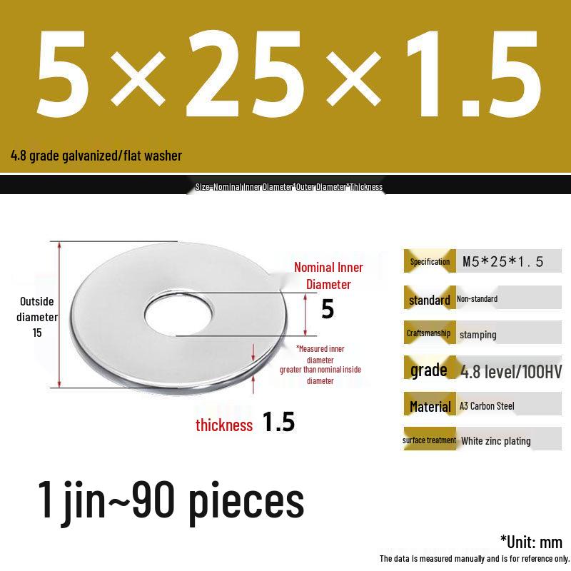 Galvanized Extra Large Thickened Metal Flat Washer (M6-M16)