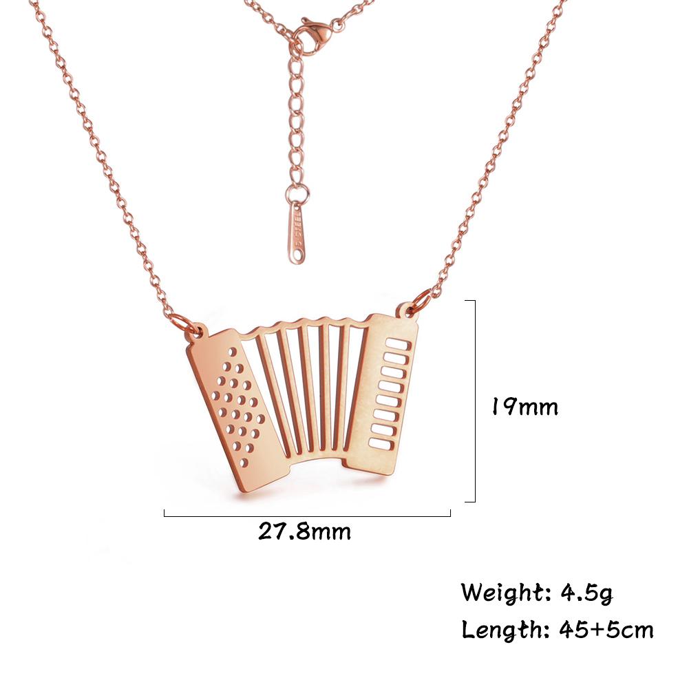 Music Guitar Pendant Necklace for Women Men Stainless Steel Gold Microphone Accordion Neck Chain Jewelry Gift