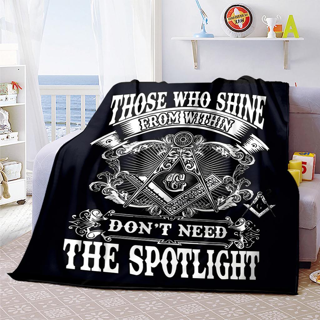 1PC  Freemason Poster Masonic Symbols  Soft Comfortable Throw Blanket Suitable All Seasons Great Gift Idea Home Office Travel