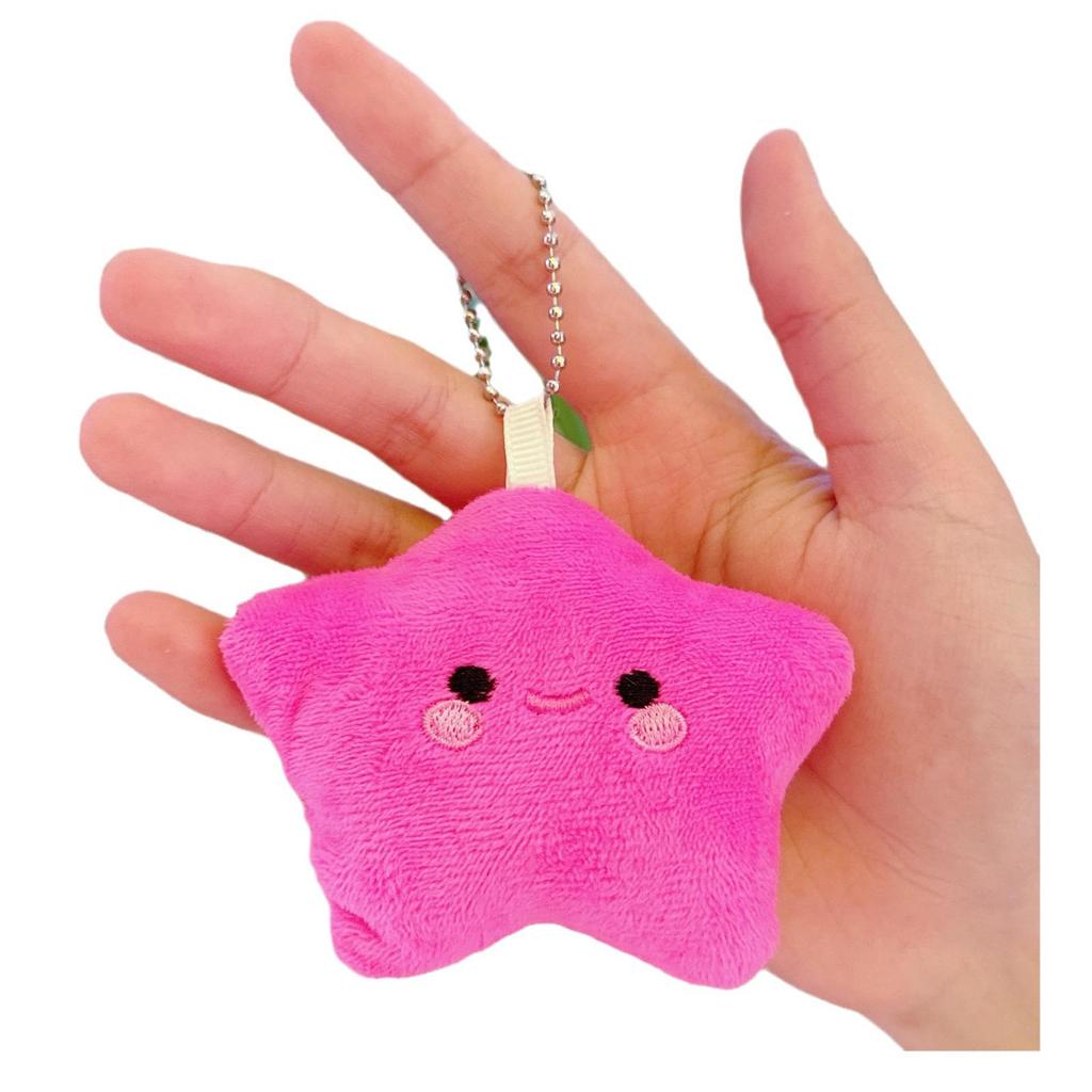 Five-Pointed Star Plush Bag Charm & Keychain - Cute, Girlish Heart Accessory for Backpacks