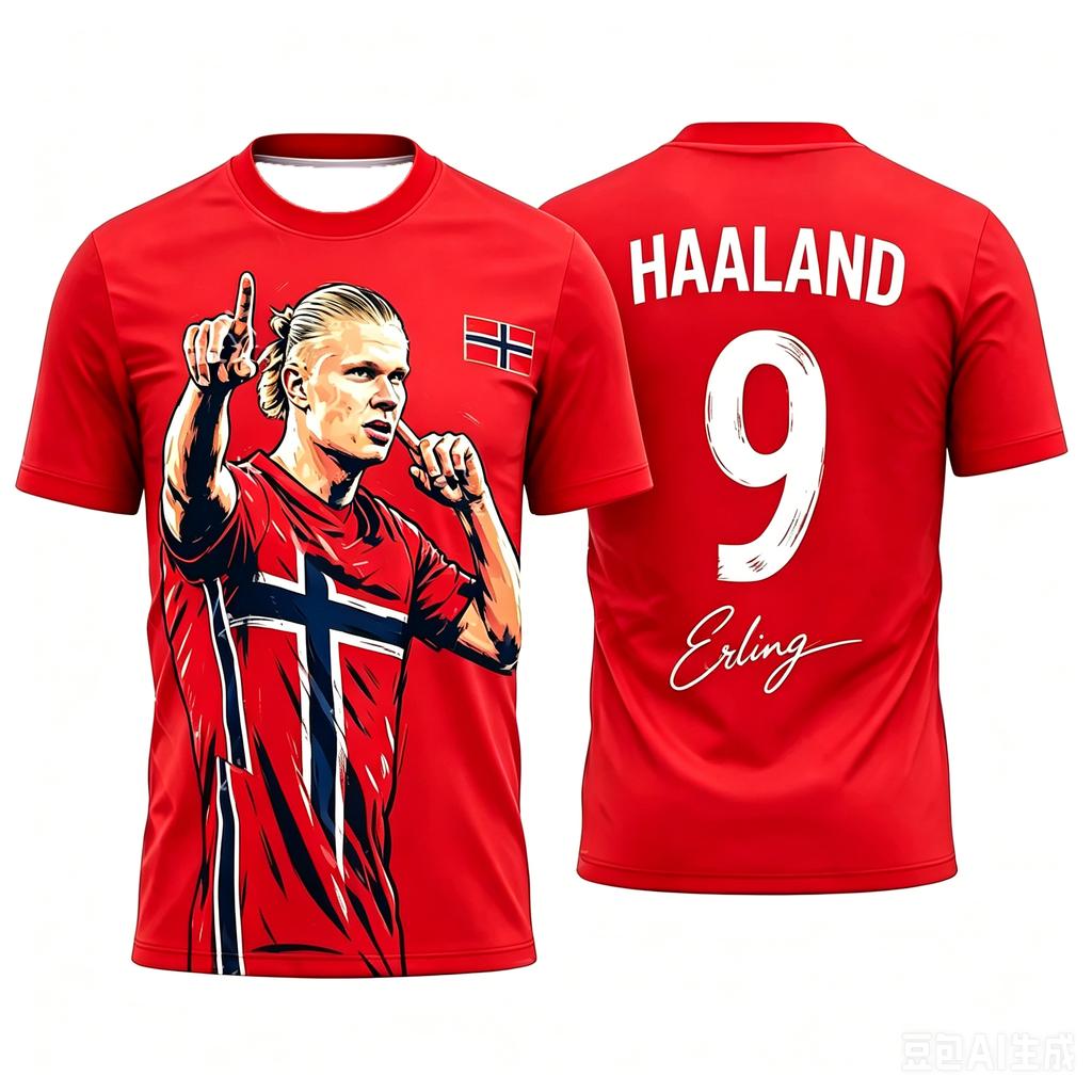 2026 Erling Haaland Č. 9 Fotbalový dres Zápasový a tréninkový set Fanouškovské dárky Letní sporty Pánské tričko Oblečení Tričko Žena