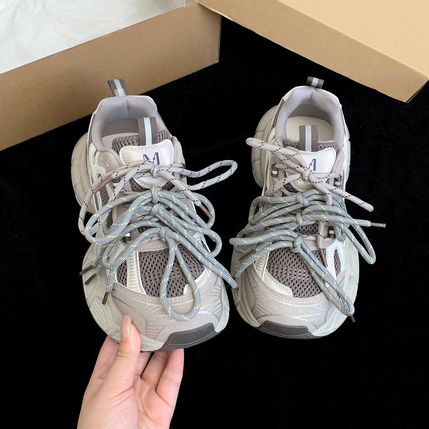 

Queen Fan retro heightened platform dad shoes women s 2025 new autumn casual high-end soft-soled sports shoes 35 серый