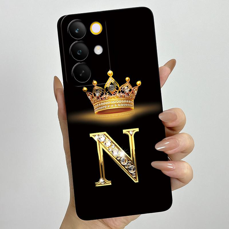 For Realme C85 Pro 2025 Crown Initial Letter Couple Phone Case RealmeC85 Pro 4G RMX5555 Soft Silicone TPU Lens Protective Casing