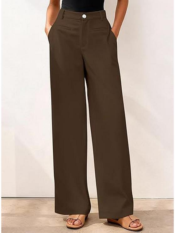 European-American High-Waisted Wide-Leg Women's Suit Pants - Simple Drapey Style for Spring/Summer Business Casual