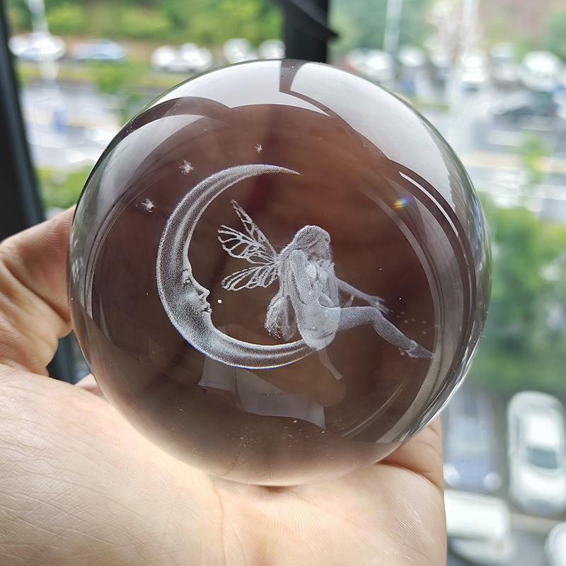 "40 Crystal Ball Ornaments: Rainy Day Clouds, Sun, Galaxy Design - Laser Engraved Cube for Home Decor and Gifts"