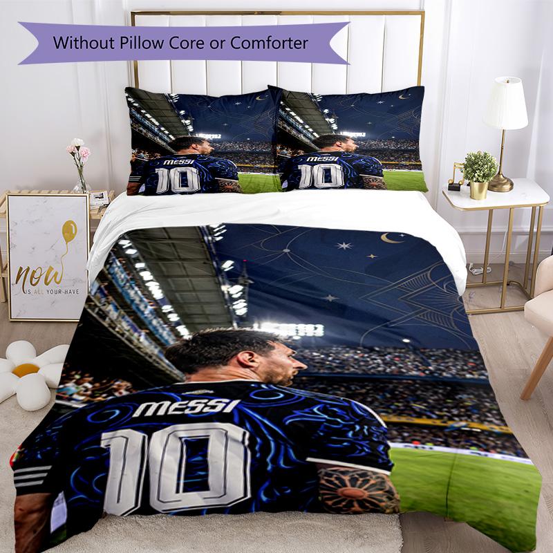 Set Biancheria da Letto Messi Copripiumino Traspirante con Federe Biancheria da Letto Decorativa per Camera da Letto Decorazione Casa Regalo di Compleanno