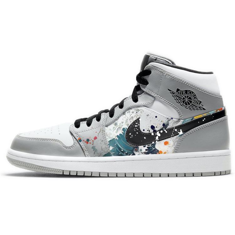 

Jordan Air Jordan 1 Vintage Basketball Shoes Men s Mid Top White/Gray 554724-092(Team56-) 45