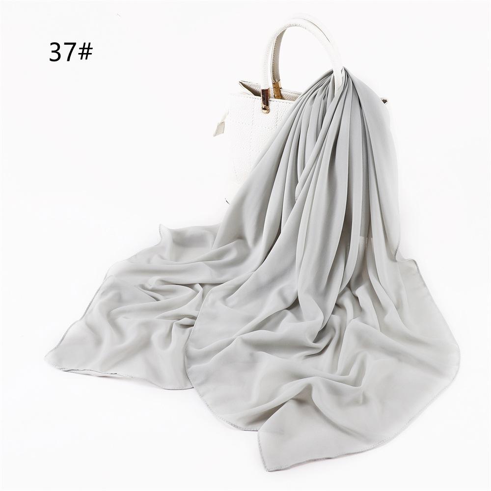 110*110CM Square Pearl Chiffon Hijabs Scarf Plain Solid Color Headwraps Muslim Women's Khimar Headscarf 45 Colors