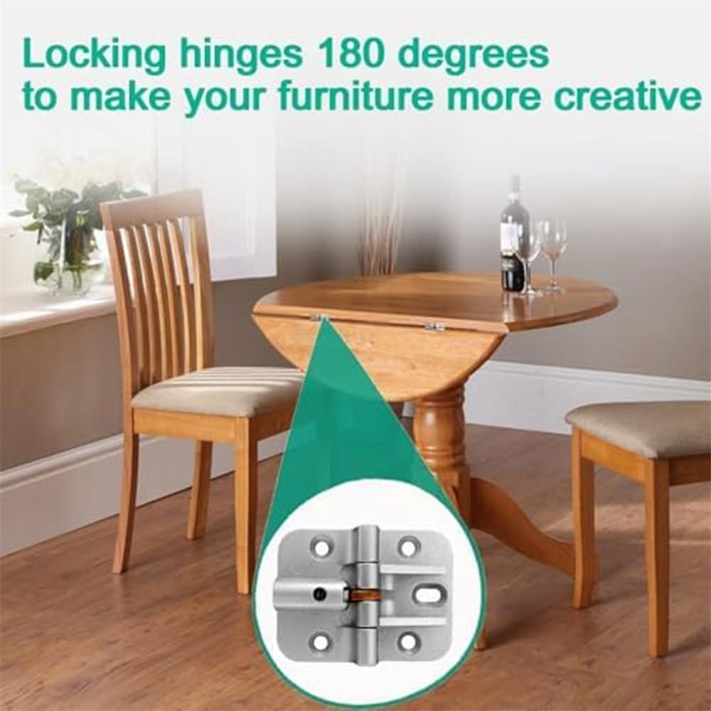 Adjustable 180 Degree Hinge, Locking Hinge Folding Hinge, Adjustable Door Hinge, Leaf Table Hinge, 4PCS Easy Install Easy To Use