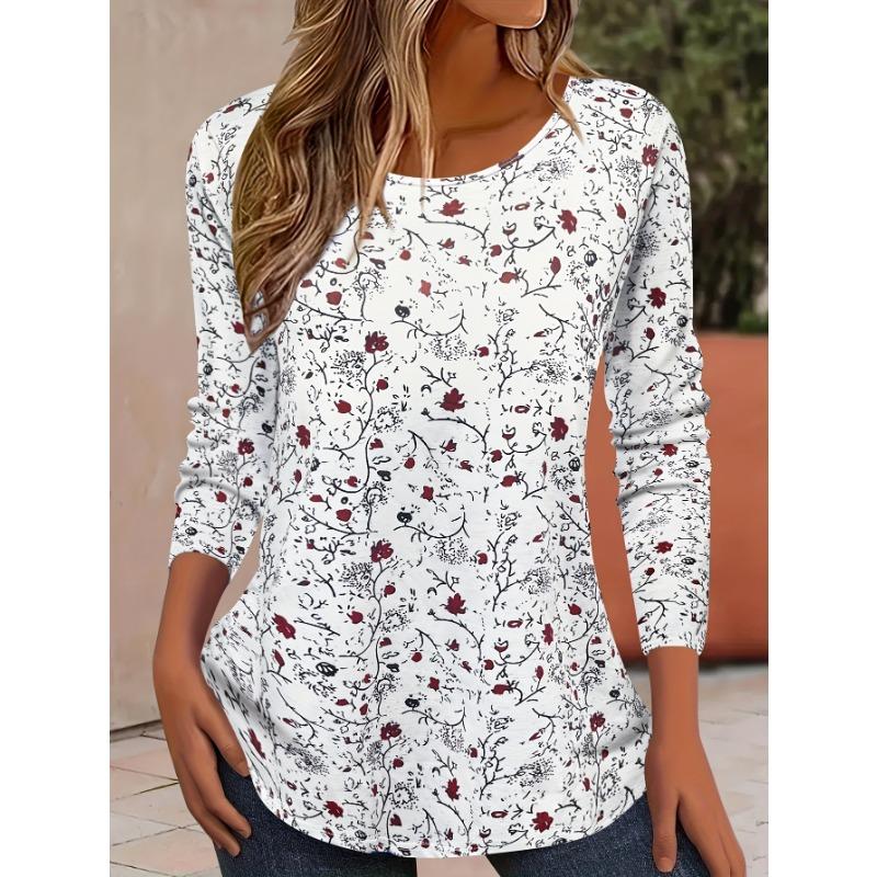 Vibrant Floral 3D Print O-Neck Long Sleeve T-Shirt Fashion Pattern Women Clothing Casual Y2k Clothes Harajuku Female Clothing