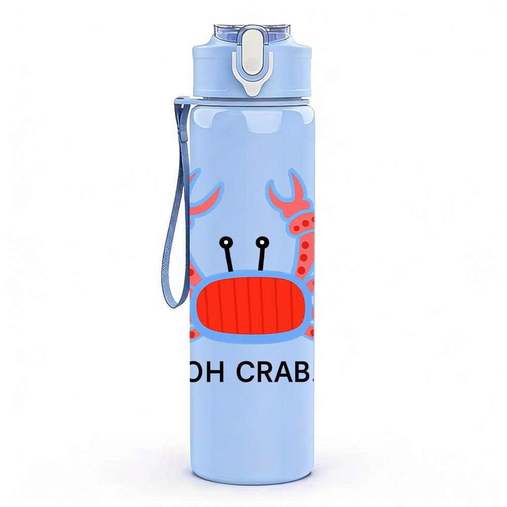 1PC Oh Crab Red Crab Print 750ml Color Plastic Sports Water Bottle Leakproof Flip Straw Lid Suitable for Sports Office Home Use