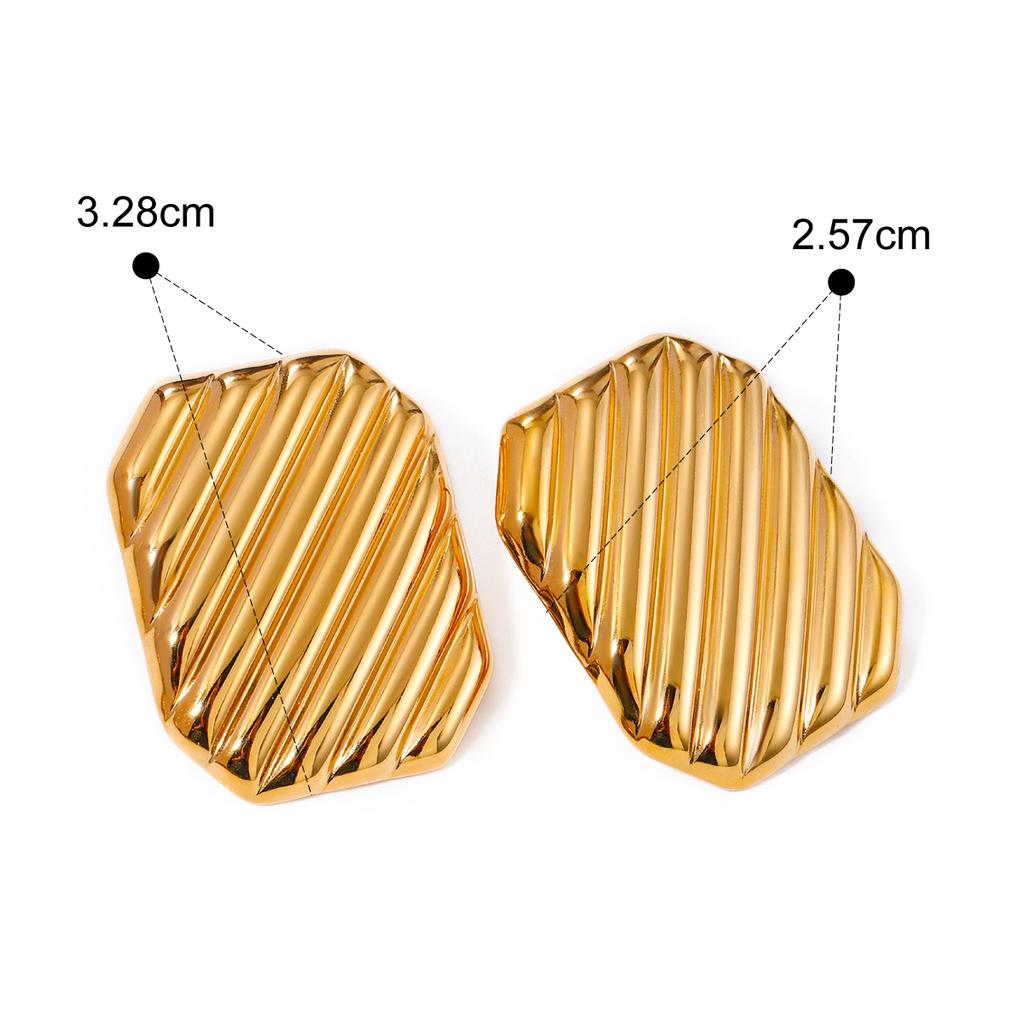 New Stylish Stainless Steel Water Wave Stripe Stud Earrings High Quality Gold Plated Earrings Jewelry Waterproof