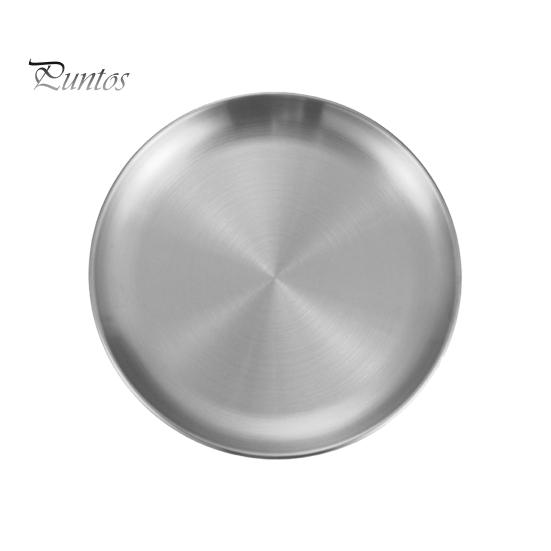 

Тарелки из нержавеющей стали, круглые, для салата, легко моющиеся, миска для пиццы и фруктов для домашней кухни, кемпинга, барбекю L серебряный