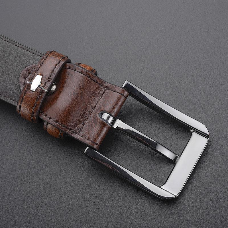 Men'S Retro Leather Pin Buckle Belt Simple Belt Trendy Belt