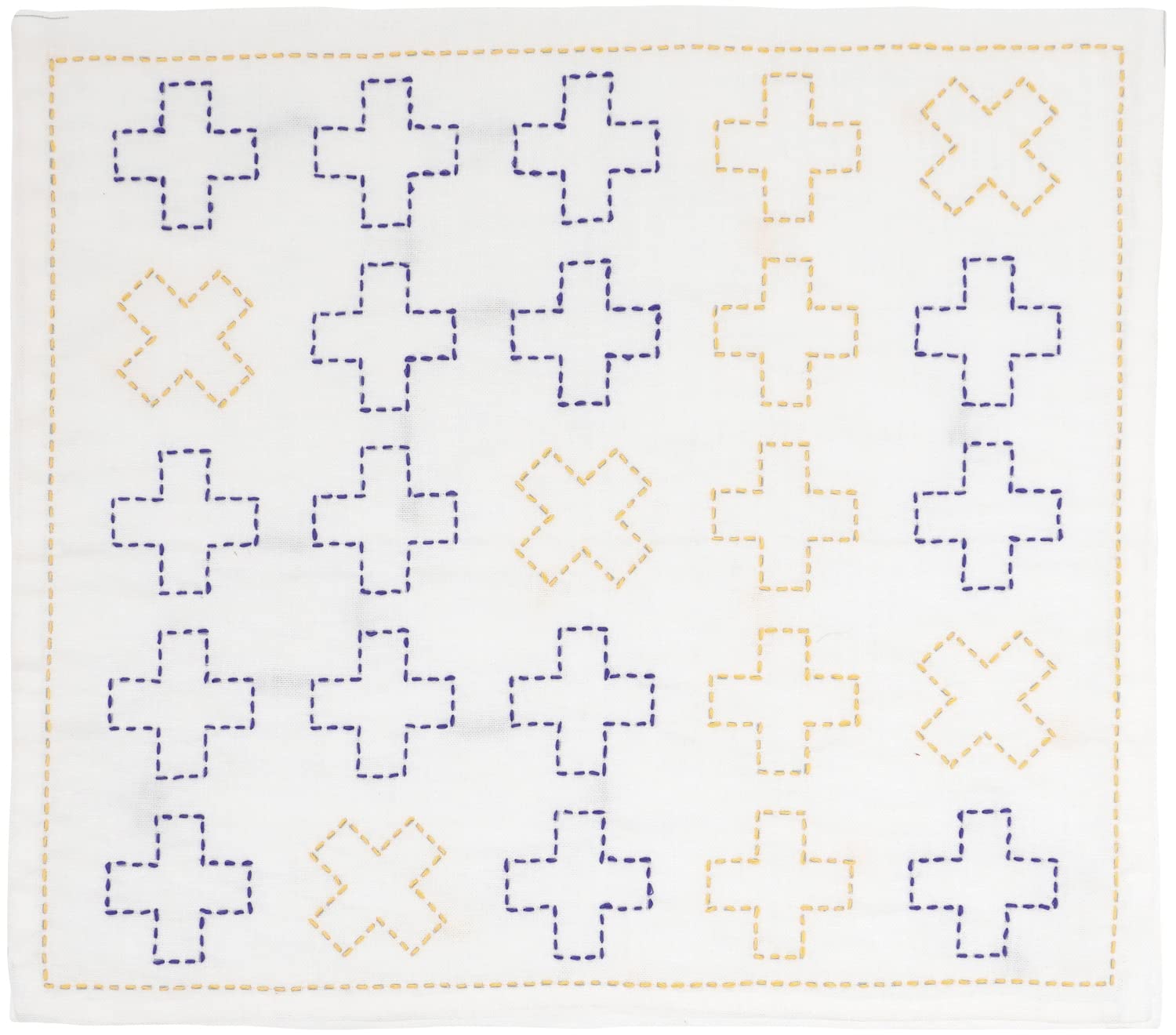 Raw wool sashiko dishcloth sashiko kit cotton Cross 100% 02.