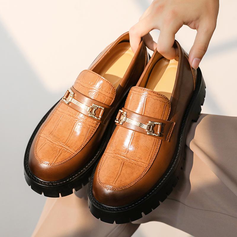 Classic Black Business Loafers Men Slip On Men's Leather Shoes Comfortable Platform Man Dress Shoes Zapatos De Vestir Hombre