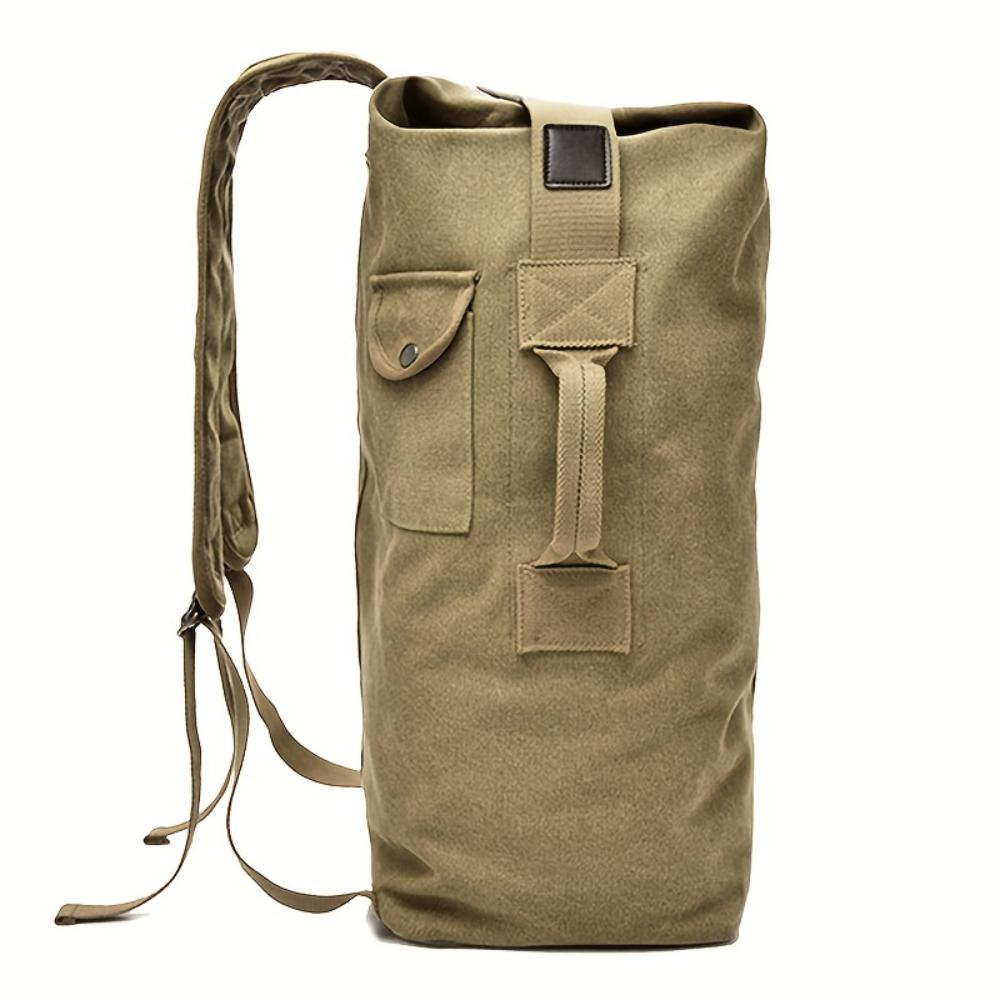 Large Capacity Khaki Canvas Backpack Men's Adjustable Travel Mountaineering Backpack Men's Backpack