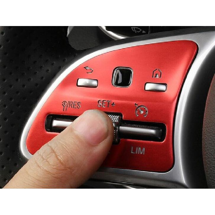 For Benz C-Class Red Aluminum -18-21 Cover Trim Steering Wheel Button Frame