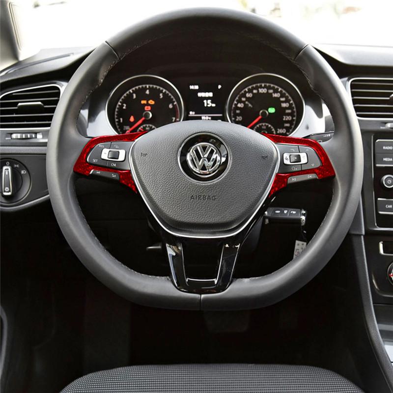 

Carbon Fiber Interior Car Steering Wheel Button Decorative Frame Sticke For Volkswagen Golf 7 Gti Mk7 2013-2019 Car Accessories красный