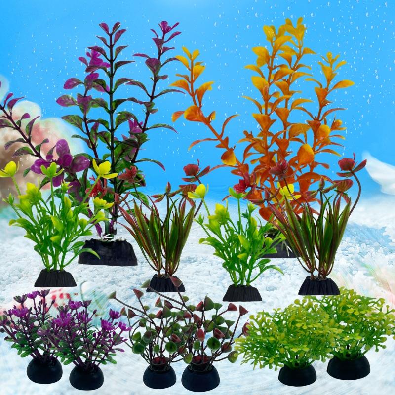 12PCS Artificial Aquarium Decor Plants Water Weeds Ornament Aquatic Plant Fish Tank Grass Decoration Accessories