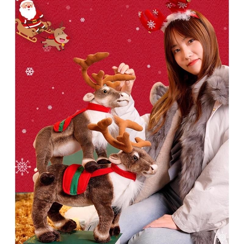 Simulation Deer Doll Plush Toy with Life Like Design Companion Stuffed Animals Toy for Children Christmas Gift Supply