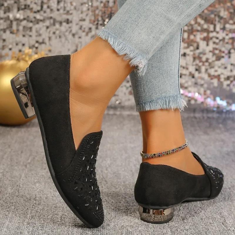 Fashion 2024 Hot Sale Shoes for Women One Kick Women's Pumps Autumn Pointed Toe Sequins Solid Outdoor Casual Comfortable Low Heels Shoes