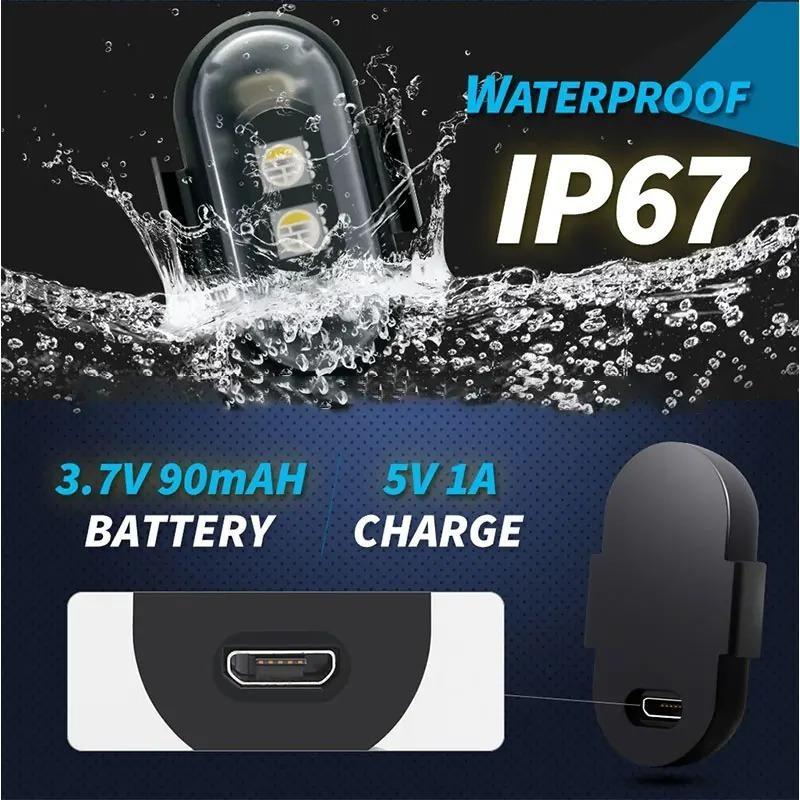 Car Motorcycle RGB LED Strobe Lights 8 Colors LED Flash Position Wireless Light Aircraft Airplane Helicopter Warning Lights