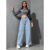 Jeans Women Vintage Wide Leg Pants Denims High Waist Washed Distressed Basics Straight Trousers Streetwear Floor Length