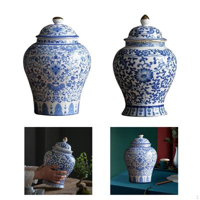 Ceramic Ginger Jar Hollow Vase Temple Flowers Bouquet Office Gift Party