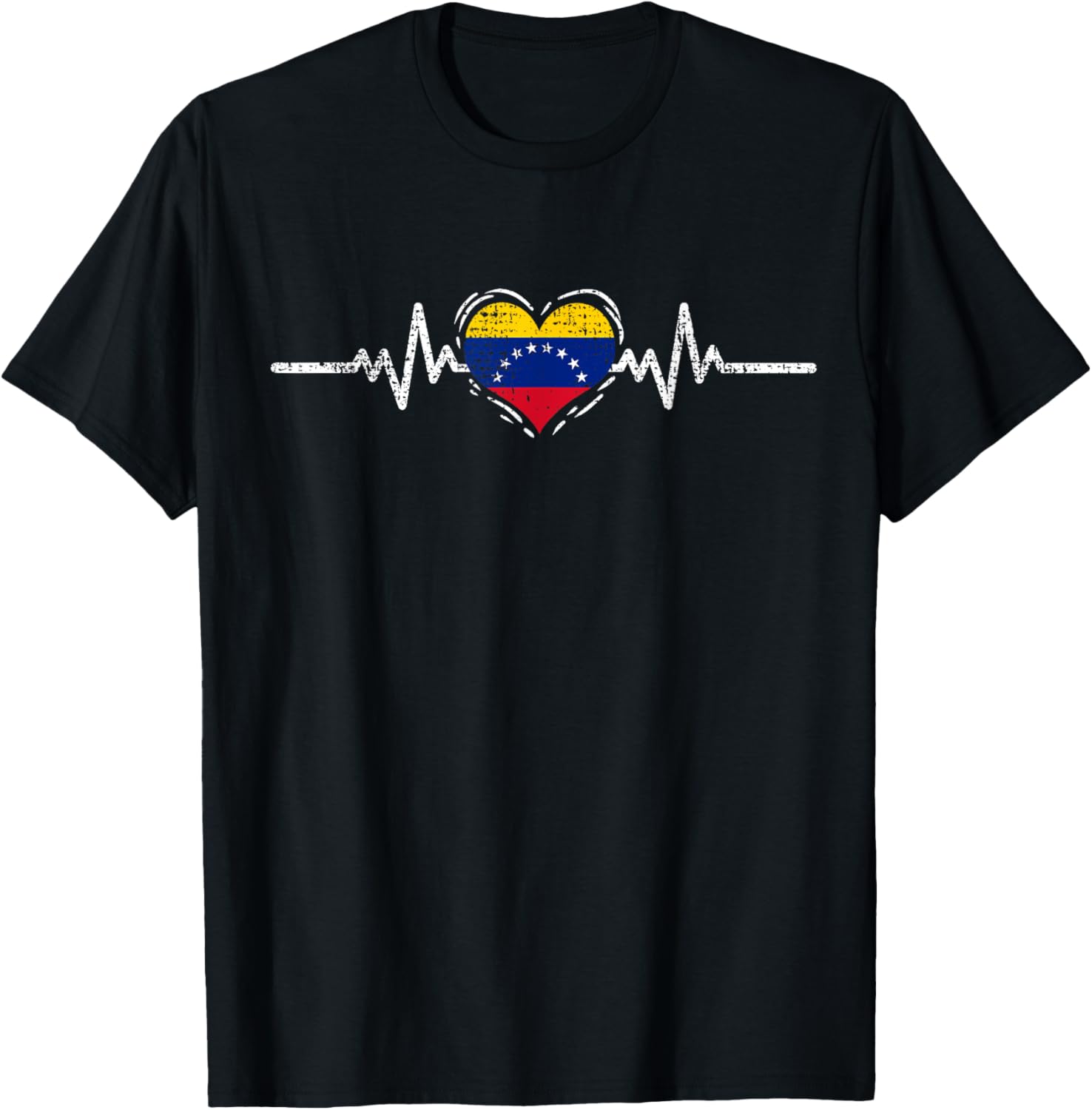 Venezuela Flag Heartbeat Venezuelan Roots Vintage T-Shirt for Men Women National Day Holiday Mens T Shirts 4XL