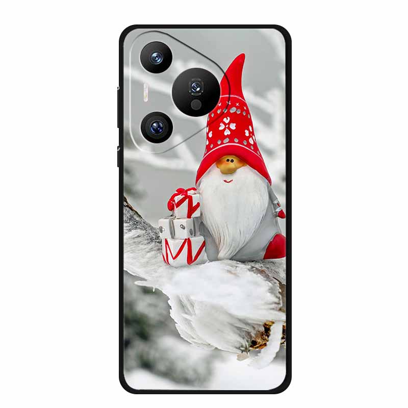 Christmas Phone Cases For Huawei Pura 70 Ultra/ 70 Pro/ 70 Pro Plus/70 5G Cases Black Silicone Soft Santa Claus TPU Bumper Funda