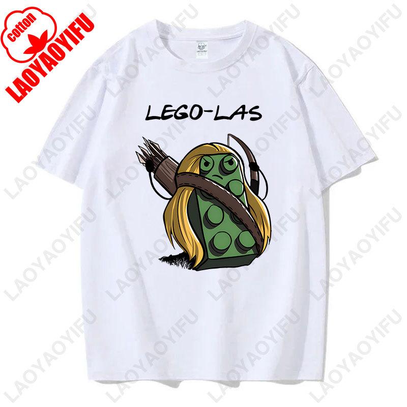 Funny Anime Cartoons Lego-las Printed T-shirt Humor Style Summer Fashion Short-sleev T Shirt Y2k Streetwear Cotton Tee Camisetas