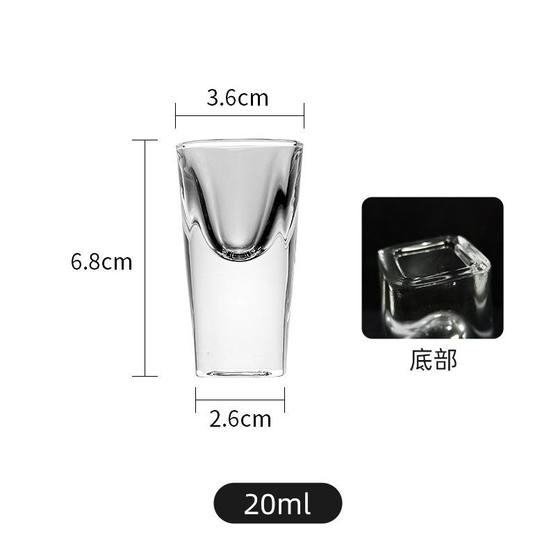 6 Stück Quadratischer Boden Dickes Glas 10ml/20ml Kleine Tassen Schnapsglas Trinkgeschirr Bar Dekor Transparent Baijiu Spirituosen Tasse Weindosierer