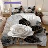 Camellia Pattern Bedding Quilt Set Quilt Cover Pillowcase Home Decoration Birthday Gift (1 * Duvet Cover + 2 * Pillowcase, Without Core)