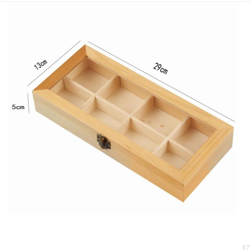 Caja de Té de Bambú de 4/6/8 Compartimentos, Cofre, Organizador Portahojas con Tapa de Cierre,