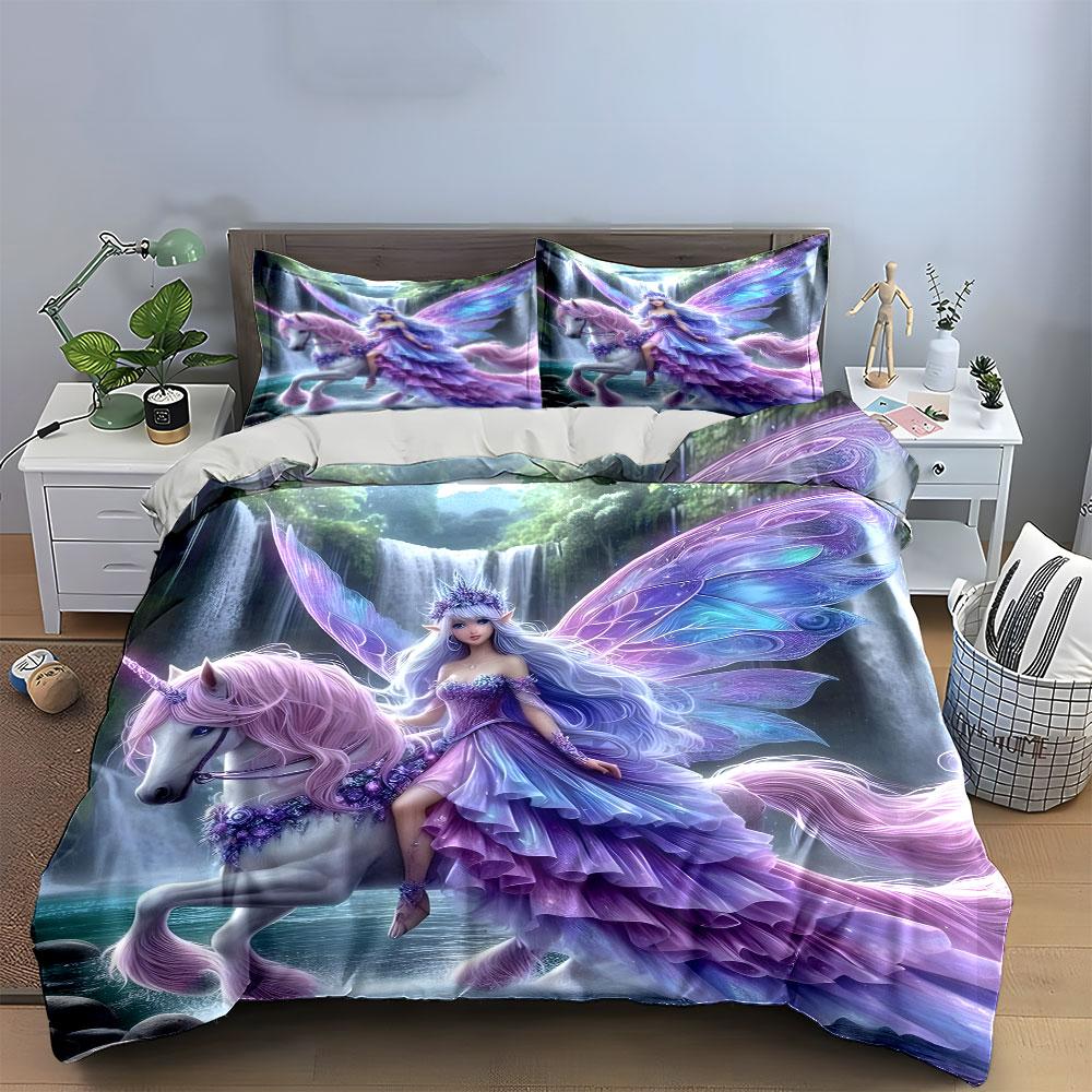 Fairy Unicorn Dress Set Fantasy Multiple Sizes Kid'S And Adults' Bedroom Exquisite 3Pc Bedding Set, Gift