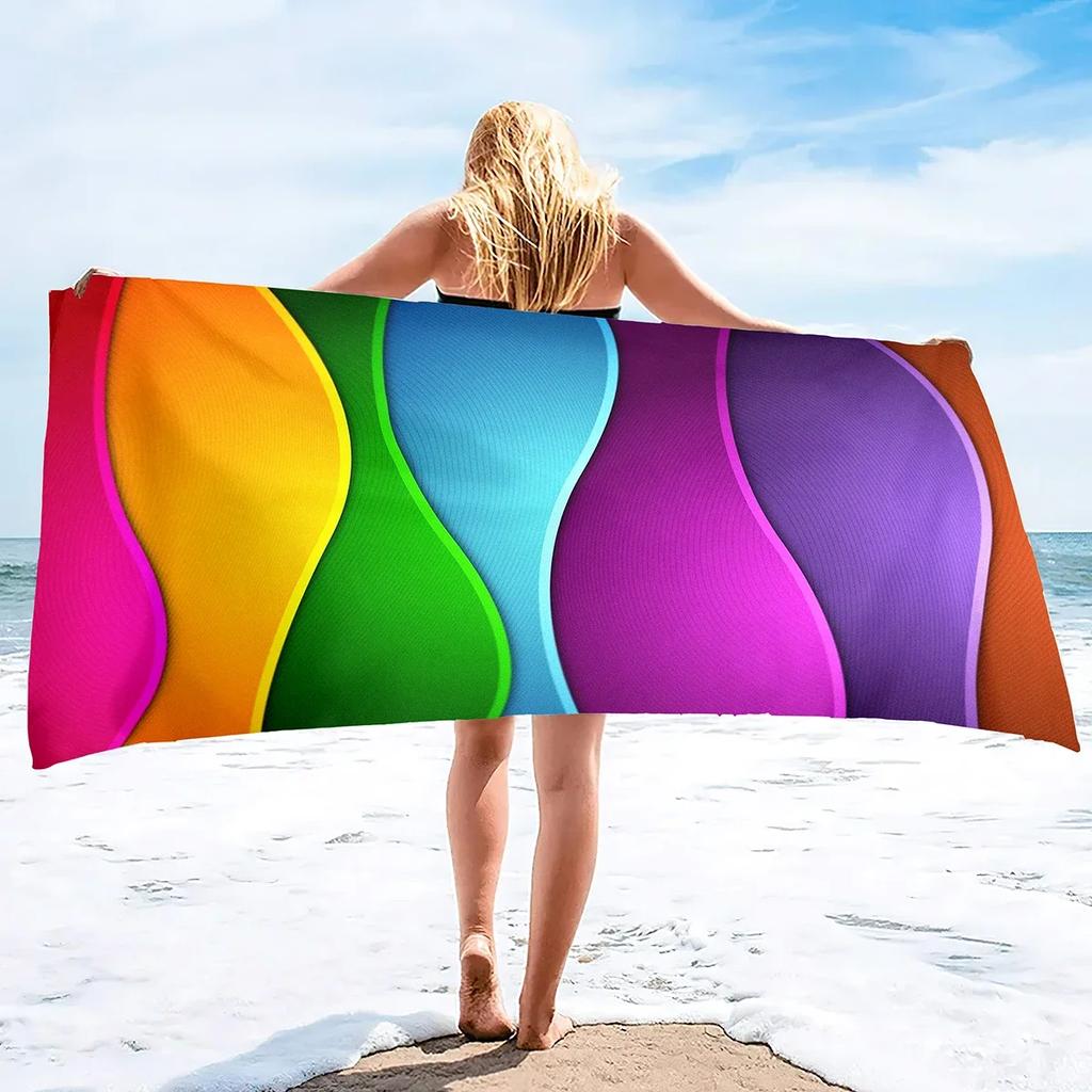 Oversize Ręcznik Plażowy Pluszowy Grubość Duży Ręcznik Basenowy, Pasiasty Szybkoschnący Ręcznik Pływacki Miękki Chłonny Bez Piasku Ręczniki Kąpielowe