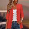 Women's Fashion Casual Seven Split Sleeve Solid Color Lace Cardigan Jacket