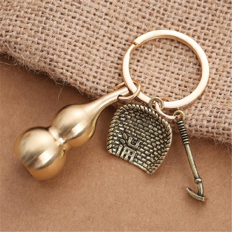 Practical Sturdy Brass Gourd Keychain With Hollow Designs Easy To Use Portable for Keys or As Bag Accent Accessory