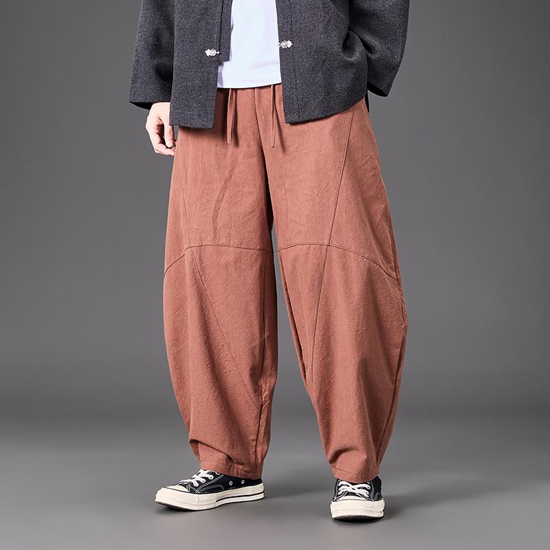 2025 Autumn Men Straight Casual Pants Men Linen Harlan Loose Wide Leg Cotton Trousers Male Casual Wear Pants