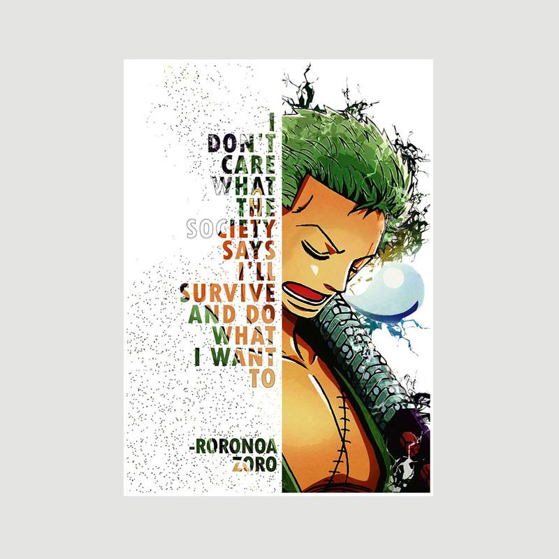 Vintage Inspirational Quote Poster Anime Finger Luffy Deku Posters White Paper Text Art Pictures Home Decor Bar Decoration Painting Interior Mural